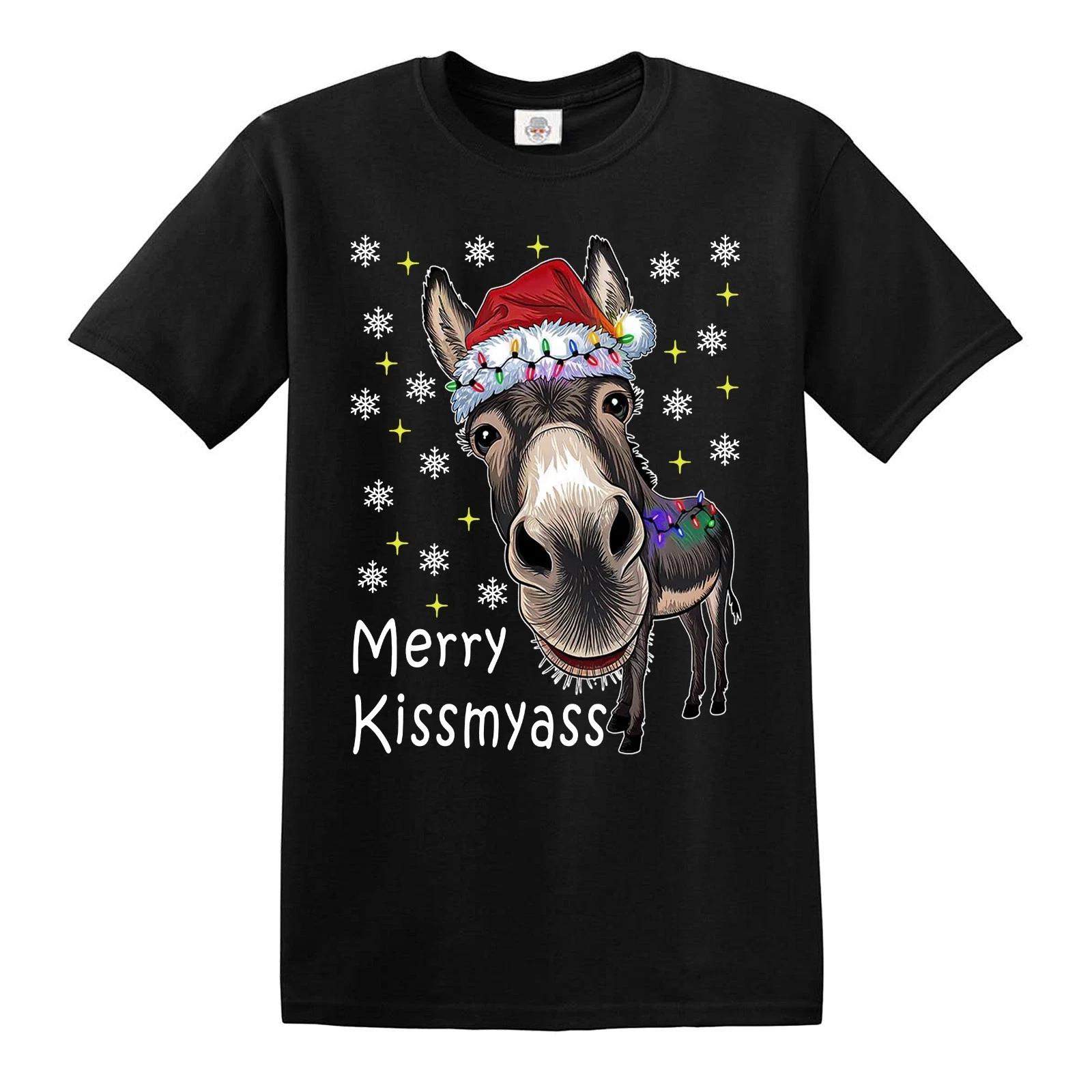 MERRY KISSMYASS DUNKY | Christmas Funny Gift | Men s Xmas Tshirt Joke Tee Top M