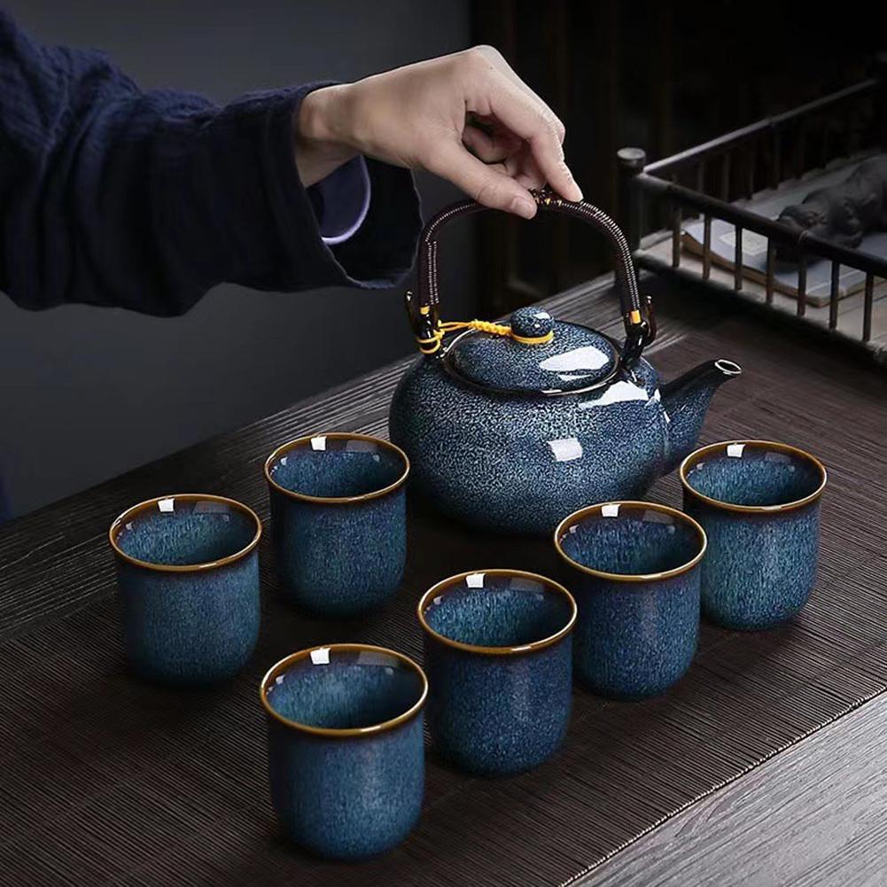 Japanese Asian Tea Set For Adult Complete 7 Piece Set With 1 Teapot 6 Cups Elegant Business Gifting