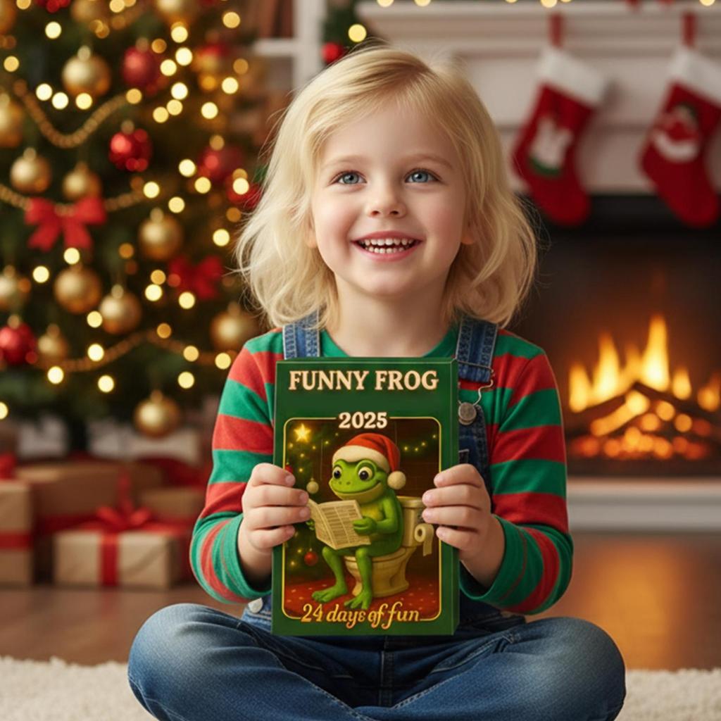 Christmas Advent Calendar Cute Fun 2D Acrylic Frog Figurine Ornament Count Down Calendar Cartoon Frog Christmas Gifts For Kids