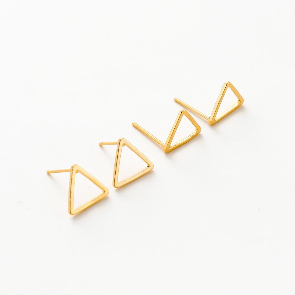 10PCS 14K 18K Gold Plated Brass Earring Triangle Hollow Shape Stud Earrings Hook For DIY Jewellery Making Supplies