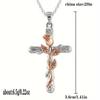 1pc Retro Pendant Necklace with Cross and Rose Flower, Three Colors Options