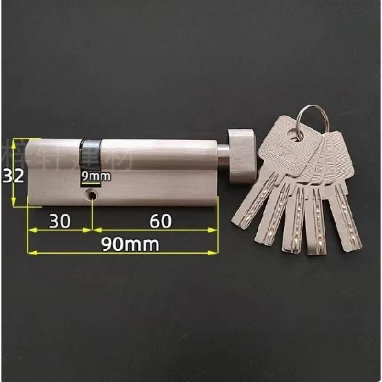 Special Custom Security Door Center Asymmetry Brass Lock Cylinder with Knob Aluminum Alloy Door Eccentric Lock Core Height 32mm