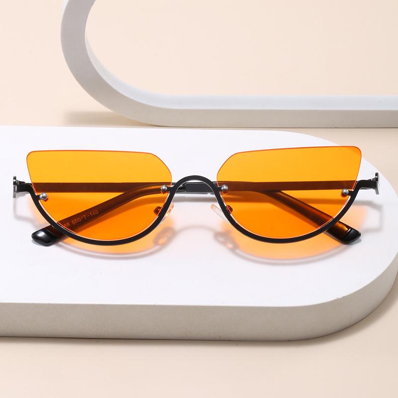 European American Style Women'S Sunglasses Cat Eye Shape Semi-Rimless Sun Glasses Men Driving Hiking Women Sunglass