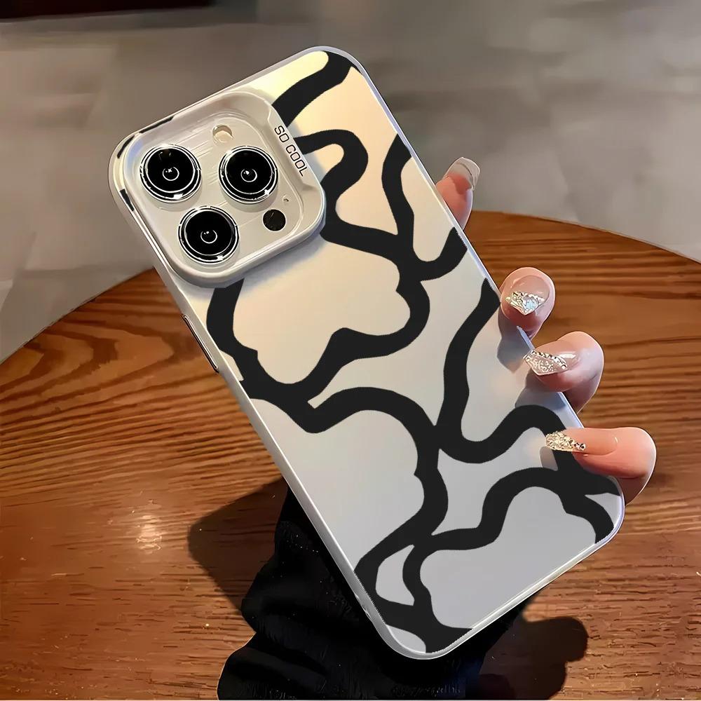 Phone Case For iPhone 1716 ProMax 15 14 13 12 Plus 11Luxury Irregular Lines Fashion Matte Aurora Laser Gradient Shockproof Cover