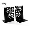 Cave Design Bookend 2PCS Metal Bookends, L-Shaped Reinforced Support Book Holder, with Non-Slip Non-slip Pads, Hollow Floral for Bookshelves