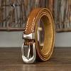 Genuine Leather Belt for Women with Pin Buckle Korean Style Trendy All-match Personality Retro Pure Cowhide Pants Belt Waist Belt