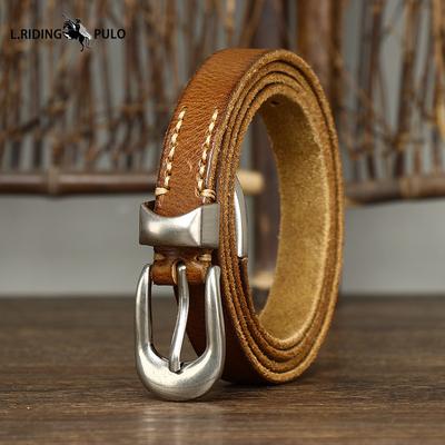 Genuine Leather Belt for Women with Pin Buckle Korean Style Trendy All-match Personality Retro Pure Cowhide Pants Belt Waist Belt