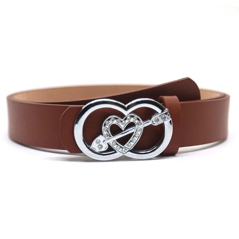 

Прочный взрослый пояс Деликатный пояс Модные ремни Ремень с пряжкой в виде стрелы со стразами, пронзающей сердце для повседневной носки светло-коричневого
