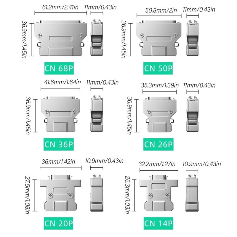 SCSI Data Cable with Terminal Push-up Lock, 28AWG Wire Single Head CN14P CN20P CN26P CN36P CN50P CN68P 6 Length Option