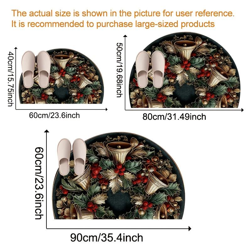 1Pcs Berry Christmas Bells Semi Circle Welcome Doormat Non-Slip for Outdoor Patio Porch Kitchen Bathroom Entryway Floor Mat