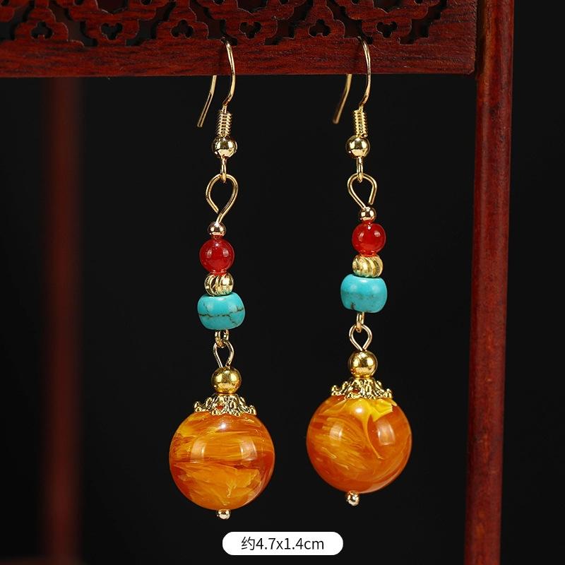 Niche retro earrings medium and long fringed earrings simple temperament cheongsam earrings women