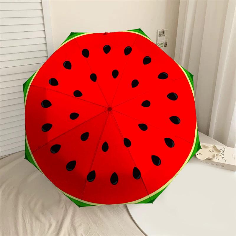

1PC watermelon Automatic Open/Close Umbrella with Windproof, 8-Rib Sturdy Canopy, Durable Ribs, Fashionable Design1383A