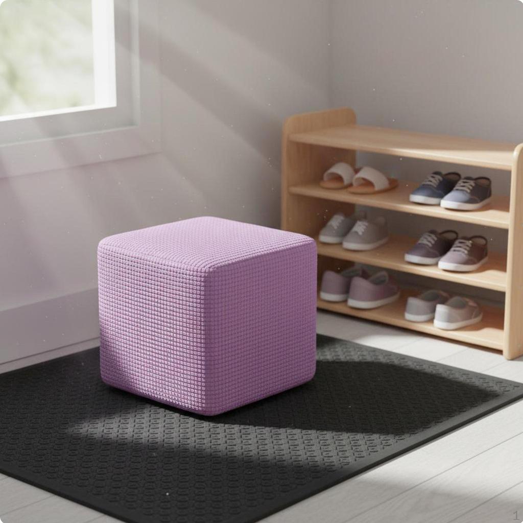 Stretch Ottoman Slipcover DustResistant Square Footstool Cover Soft Material Stool