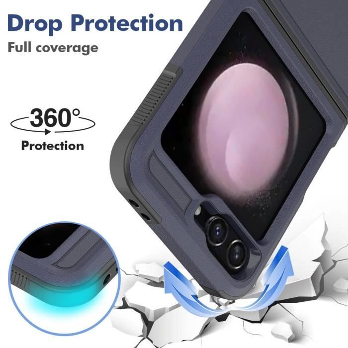 Coque pour Samsung Galaxy Z Flip 6 - Protection Robust Complète 360° Anti-rayures Antichoc - Bleu Marine