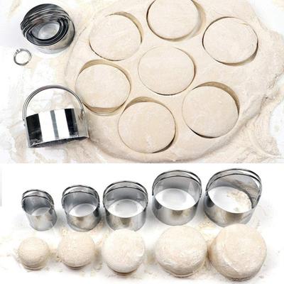 5Pcs Stainless Steel Cookie Cutters with Handle Assorted Size Square Round Star Flower Love Heart Press