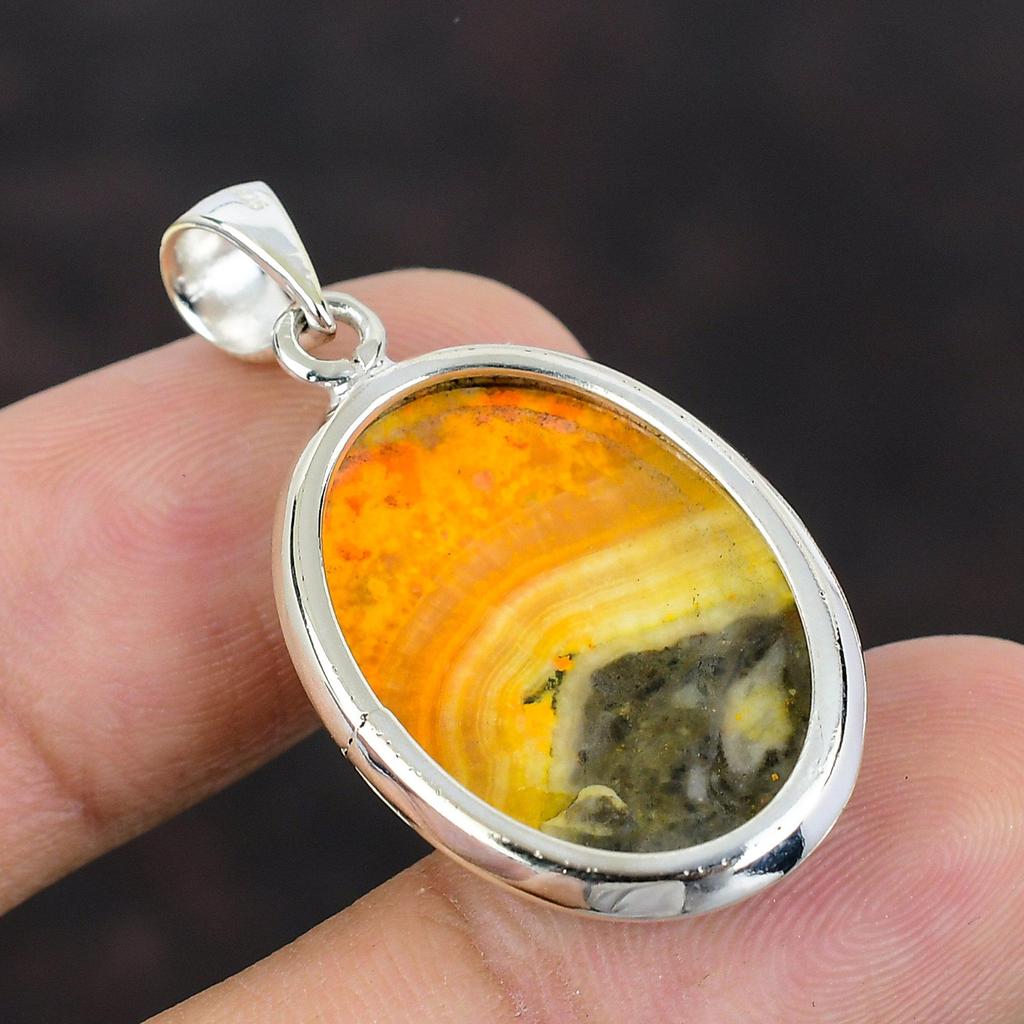 Bumble Bee Jasper Pendant Original Gemstone Pendant 925 Sterling Silver Pendant Jasper Handmade Jewelry For Gift Latest Design Pendant