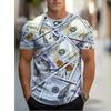 Sommer Banknote 3D Druck T-Shirt Lockerer Schnitt Kurzarm T-Shirt Atmungsaktiv Herren Lässig Bequem Kreativ Vielseitig Sport T-Shirt