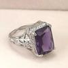 Women'S Purple Cubic Zirconia Ring With Flower Design - Fashionable Wedding Anniversary Party Jewelry Accessory