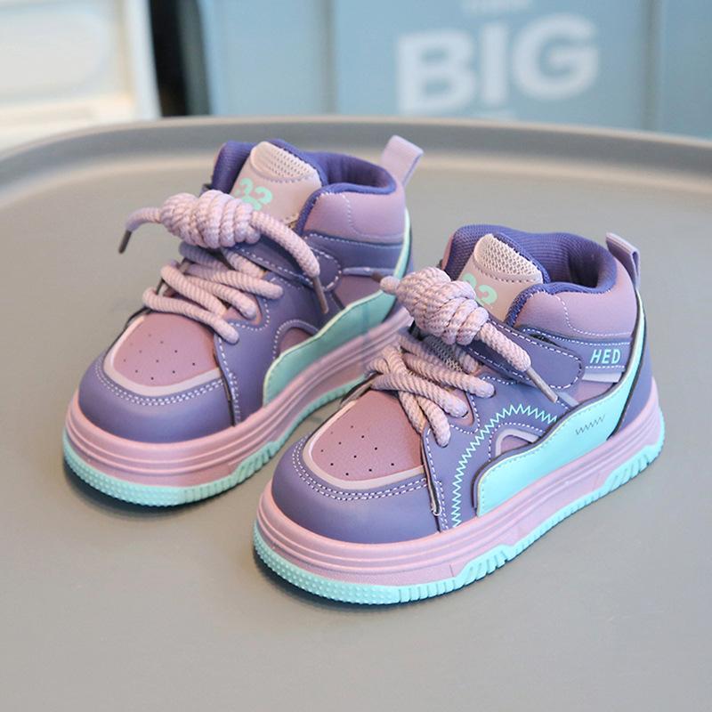 Children's sports shoes 2025 spring and autumn new boys' casual board shoes high-top girls' bread shoes soft-soled baby shoes