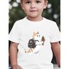 Baby Boys Cute Cat & Fish Print Crewneck Summer Short Sleeve T-Shirt