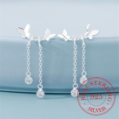 Butterfly Drop Earrings For Women 925 Sterling Silver Wedding Charm Earrings Boucle D'oreille Jewelry Pendientes