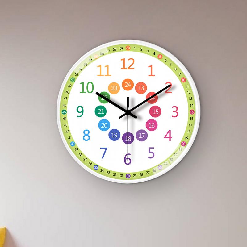 Kids Learning Clock 8-Inch Analog Clock For Classroom Wall Non Ticking Telling Time Teaching Clock Silent Learn To Tell Time