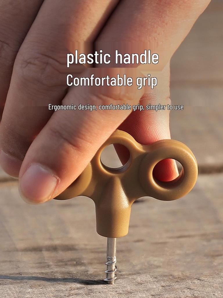 Luminous Outdoor Tent Stakes with Windproof Rope Fixing Buckle and Stainless Steel Threaded Ground Stakes.