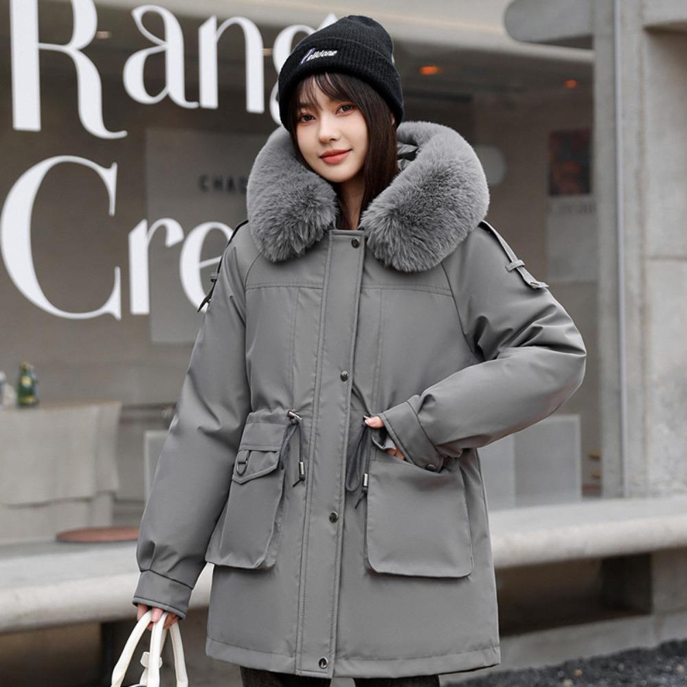 New Korean Version Loose Thickened Removable Liner Padded Jacket Winter Big Fur Collar Padded Jacket Women