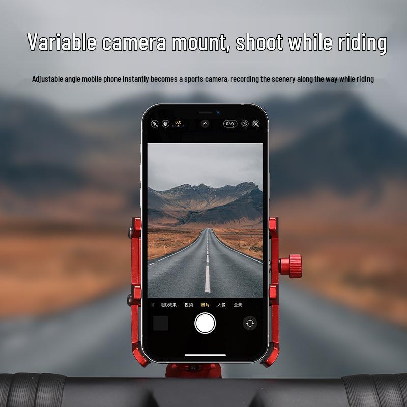 Aero Integrated Road Bike Handlebar with Dual-Use Aluminum Phone, Light, and Camera Mount