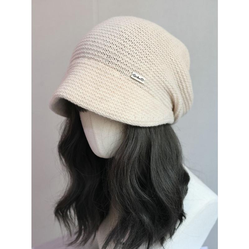 Japanese Style Artistic Autumn and Winter Warm Knitted Pile Hat  Loose Face Covering Woolen Hat for Women