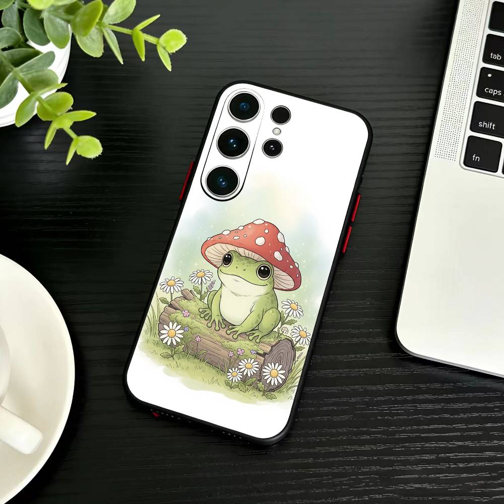 Cute Frog Cartoon Phone Case For Samsung S26,S25,S24,S23,S22,S21,S20,S30,Ultra,Plus,Fe,Note,5G Black Cover
