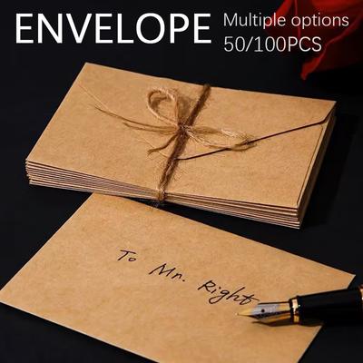50pcs/lot Black White Craft Paper Envelope Retro European Style Envelope For Postcard Letter Scrapbooking Invitation Envelopes