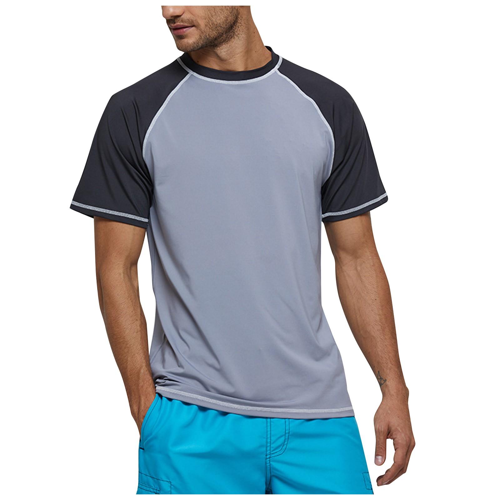 Мужская свободная солнцезащитная одежда с короткими рукавами Upf 50 Пляжное солнце Быстросохнущая одежда Мужская одежда для серфинга Мужские купальники XL 2259₽