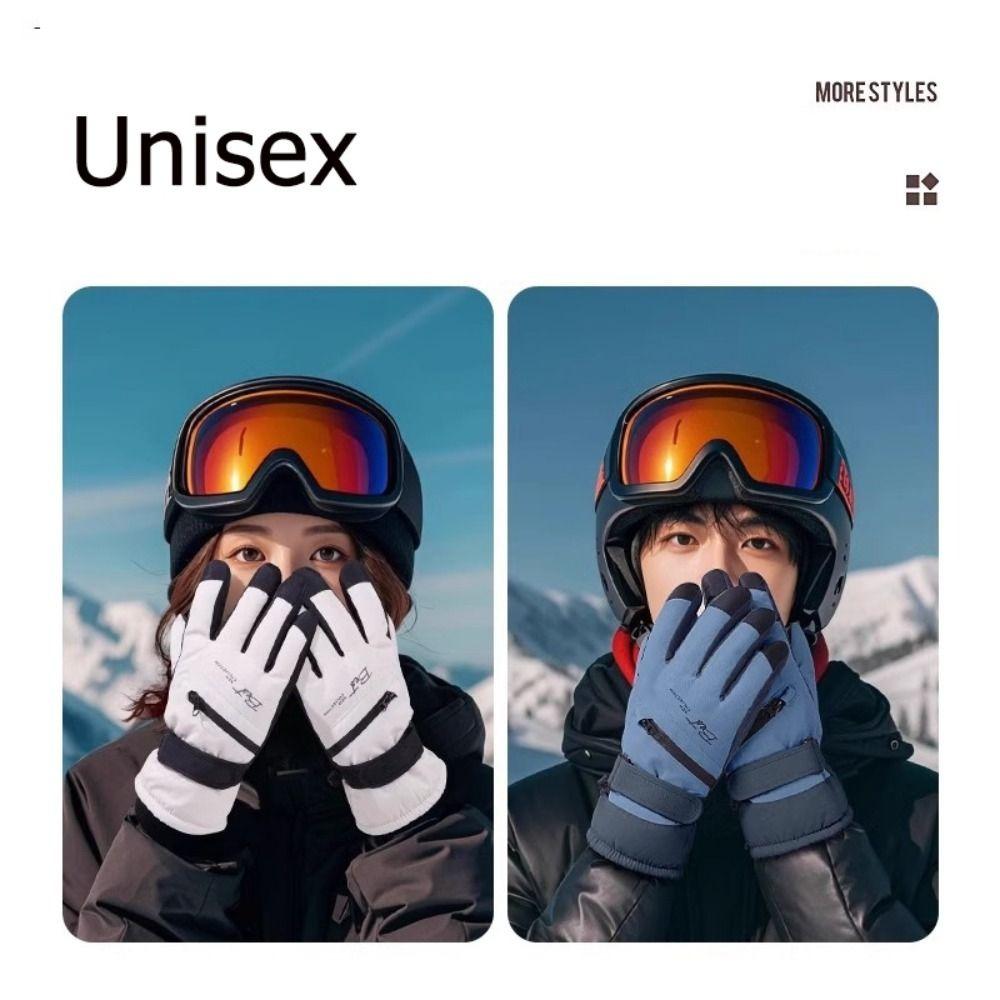 With Zippered Pocket Touchscreen Gloves Full Finger Motorcycle Gloves Windproof Ski Gloves  Camping