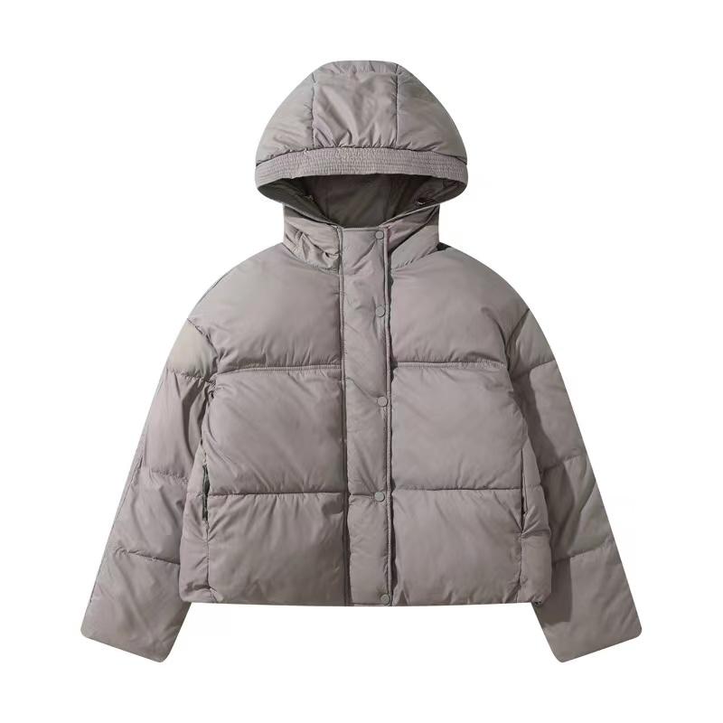 

Зимове модне вільне жіноче напівпальто з капюшоном у квіти, тепла товста куртка M сірий