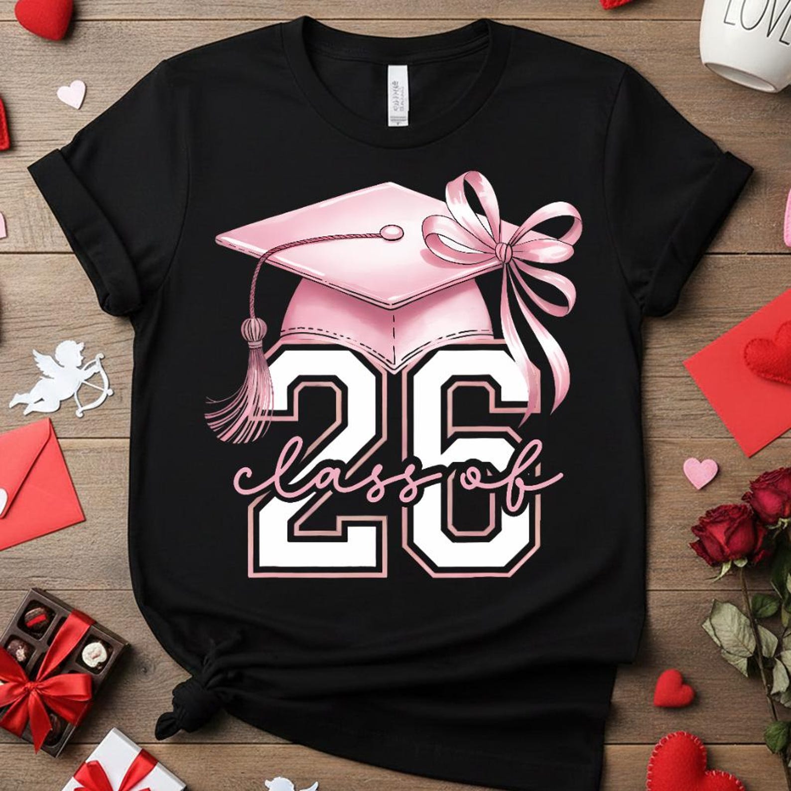 Class of 2026 Senior Shirt, Pink Coquette Bow Graduation Tee, Senior Girls 2026, Aesthetic Graduation Gift, Retro 2026 Senior Top L