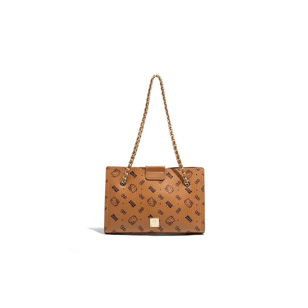 New Sanrio Hello Kitty PU Tote Bag, Shopping Bag, Shoulder Bag Regular Women's Pink/Brown SHHF41488