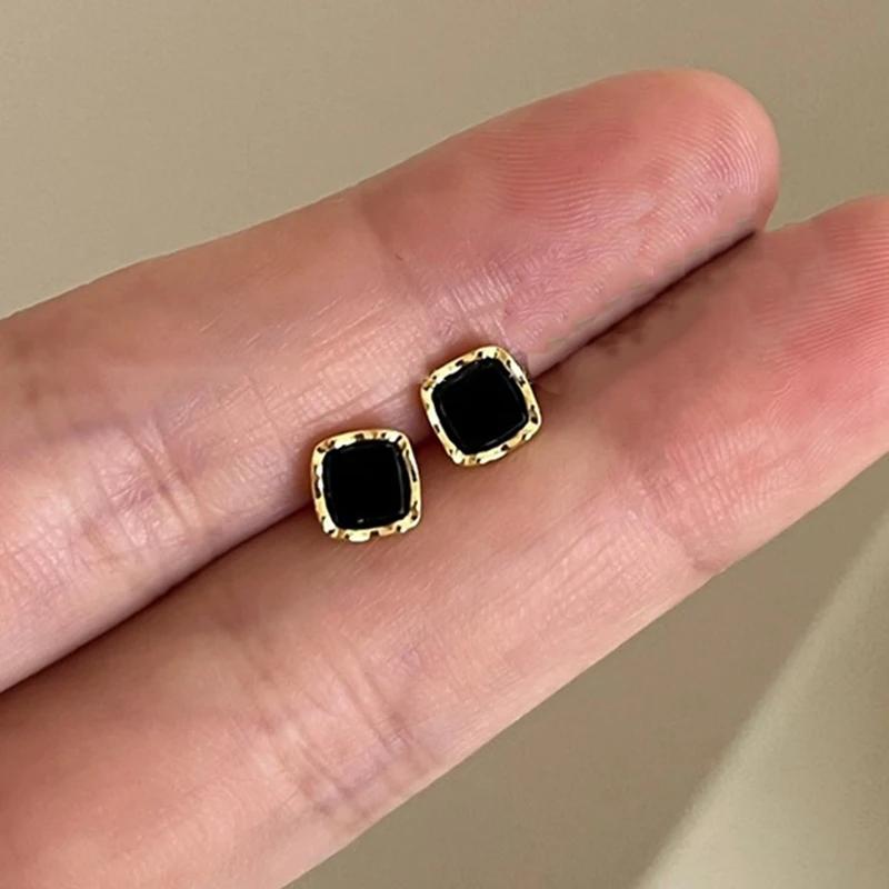 Fashion Geometric Square Stud Earrings Women Lady Vintage Matte Design Fine Jewelry Girls Birthday Party Earrings Gift