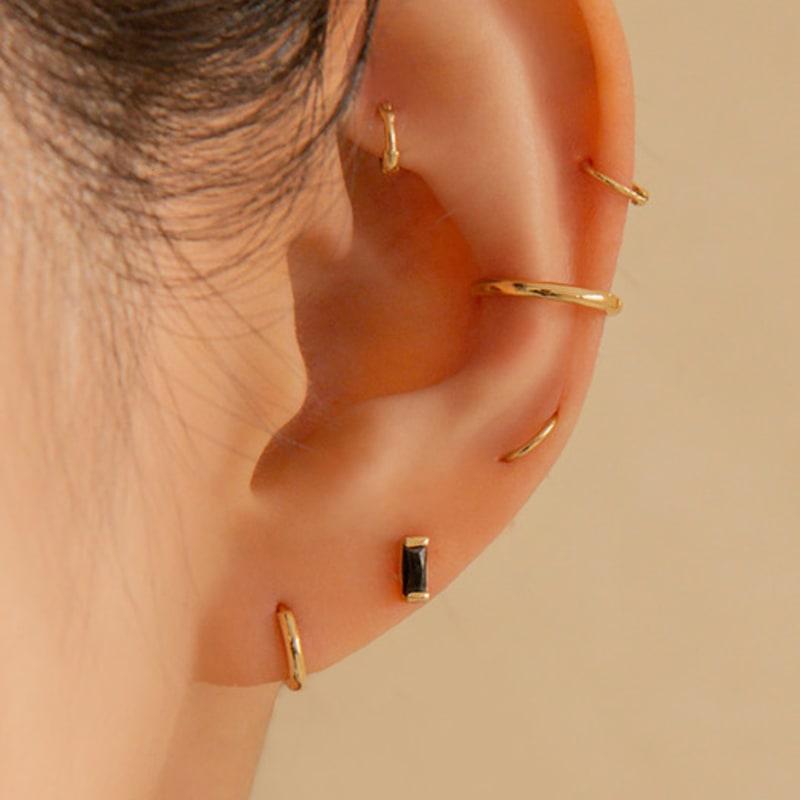 LUNNE 14k Baguette-cut Cubic Zirconia Earrings (14k Gold) A08