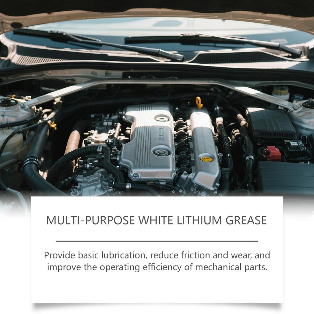 White Lithium Grease 100g Multi-Purpose Lubricant with Brush for Automotive, Industrial, Marine Use On Chains, Bearings, Hinges