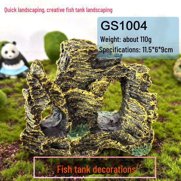 Retro Jiangnan Fish Tank Decoration: Yunhelou Cottage Rockery
