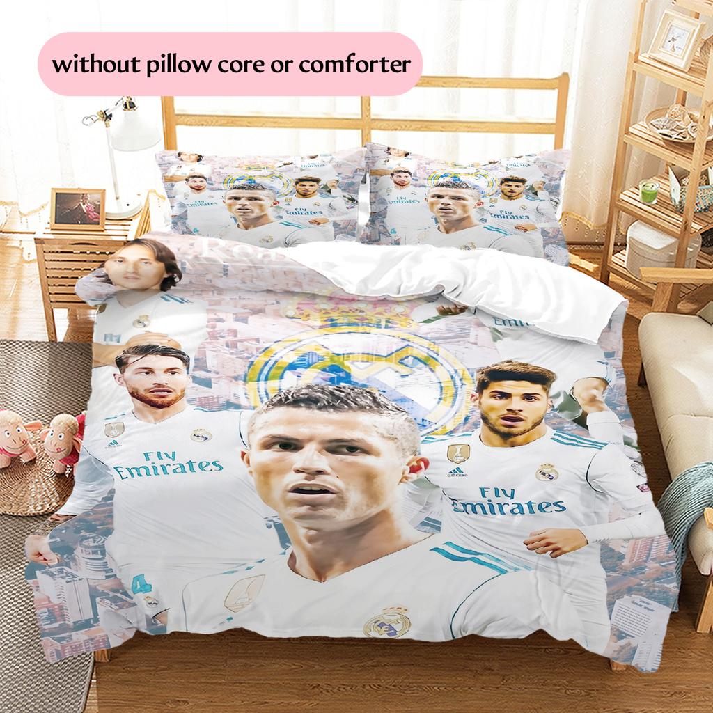 Madrid players Pattern Bedding Home Decoration Birthday Gift (1 * duvet cover + 2 * pillowcase, without core)