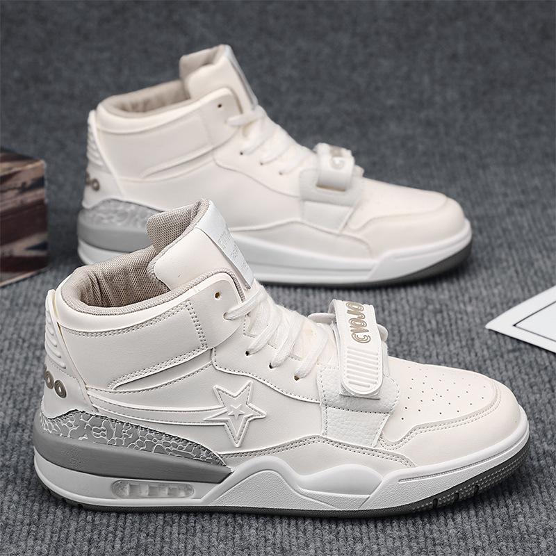 

Spring New Shoes for Men Leather Casual Shoes Fashion Color Flat Skateboard Shoes Youth Street Cool Lace-up Sneaker 44 белый