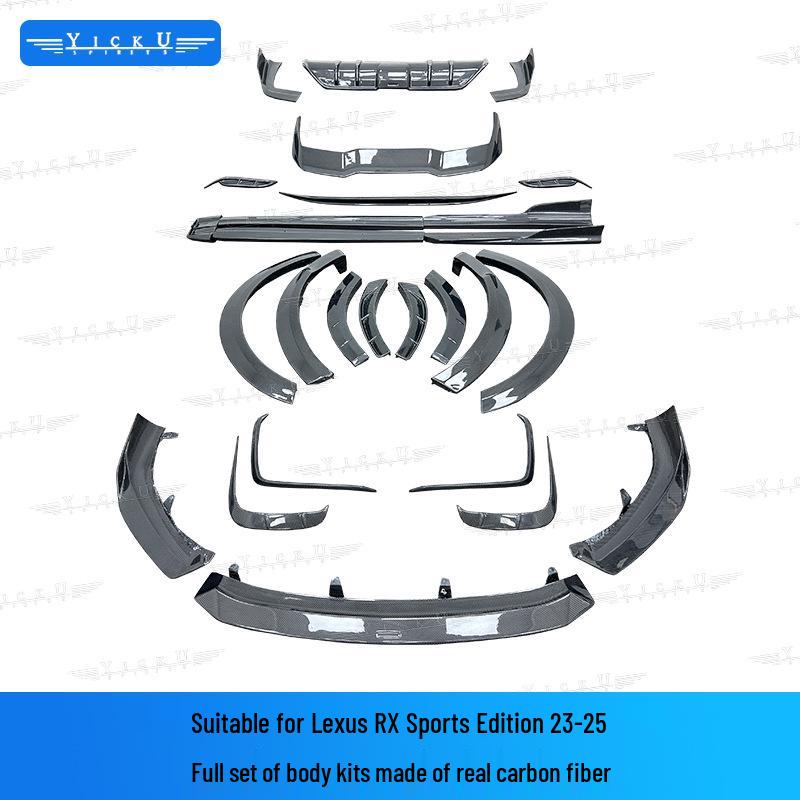 Lexus RX350/500 Carbon Fiber Body Kit (Front Lip, Fender Flares, Rear Lip, Side Skirts, Tail Top Spoiler, 2023-2025)