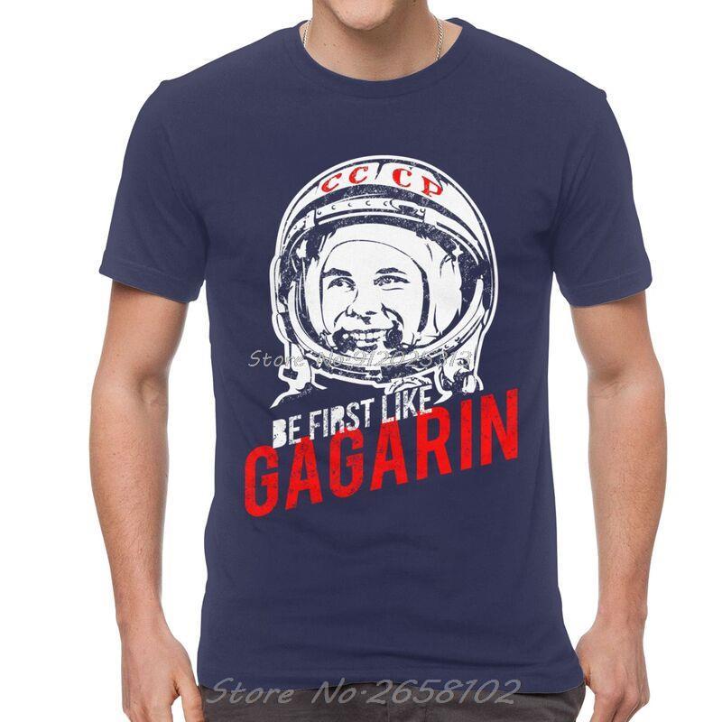 USSR Yuri Gagarin T-shirt Men's Harajuku T Shirt Short Sleeve 100% Cotton Russia CCCP Cosmonaut Tshirt Urban Tees Tops
