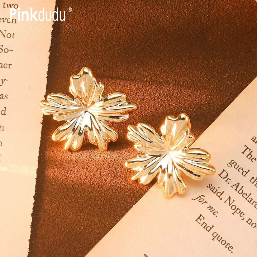 Pinkdudu Flower Zinc Alloy Earrings Casual Exaggerated Fashion Leaf Stud Earrings Women Jewelry PD2236