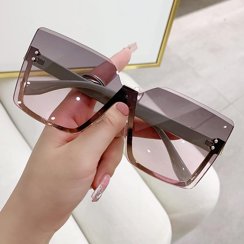 Rimless Sunglasses for Men Women Trendy Vintage Oversized One-pieces Lady Shades Eyewear Luxury Brand Design Sun Glasses
