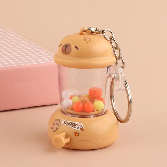 Kids Manual Juice Press Gashapon Keychain Simulation Extractor Toy with Spinning Balls Mini Backpack Charm for Boys Girls