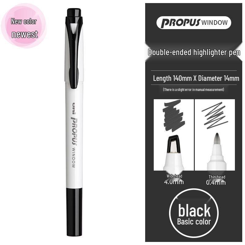 Glassy Texture Japanese Uni Fluorescent Double-Ended Color Pen for Students Round Tip / Chisel Tip