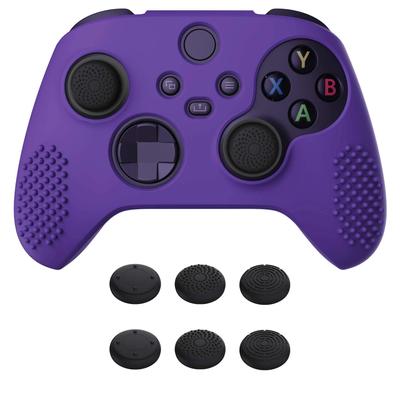 EXtremeRate PlayVital Capa de Silicone 3D com Pontos para Controle Xbox Series com 6 Grips de Polegar Pretos Protetor de Borracha Macia para Xbox Core Wireless